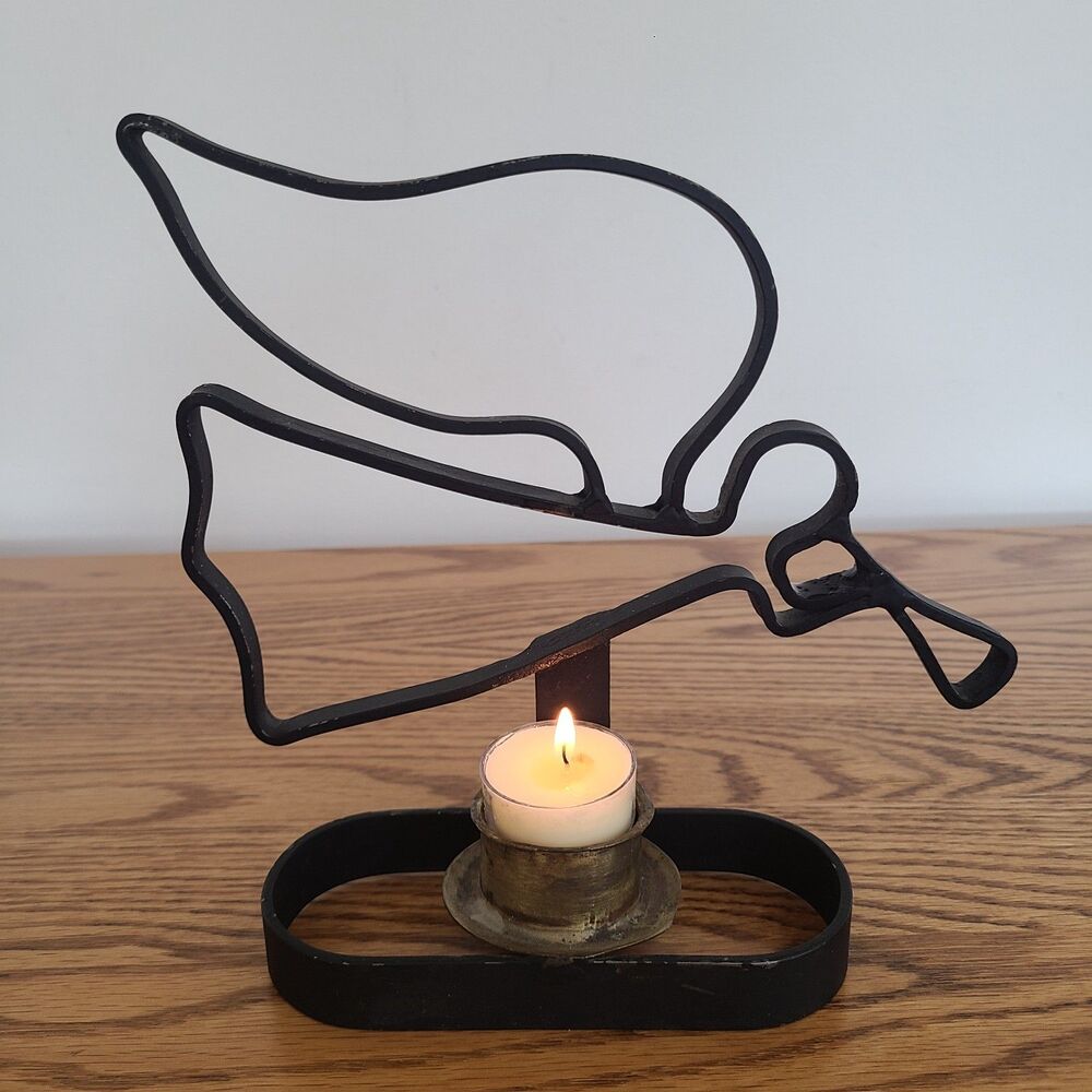 Vintage Minimalist Metal Wrought Iron Angel Tealight Candle Holder Holiday